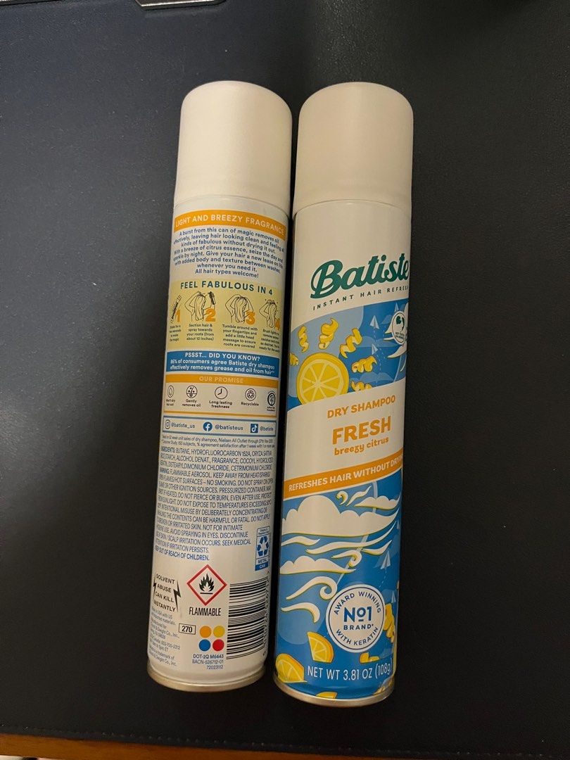 Batiste - Dry Shampoo (Fresh) 108g (Category: Hair) located in Quezon City. Submitted by kbr1234 (Listing ID 1370749283, Image 2). Description: SRP: PHP 500 https://www.walmart.com/ip/Batiste-Dry-Shampoo-Original-Fragrance-3-81-oz/2952483344.