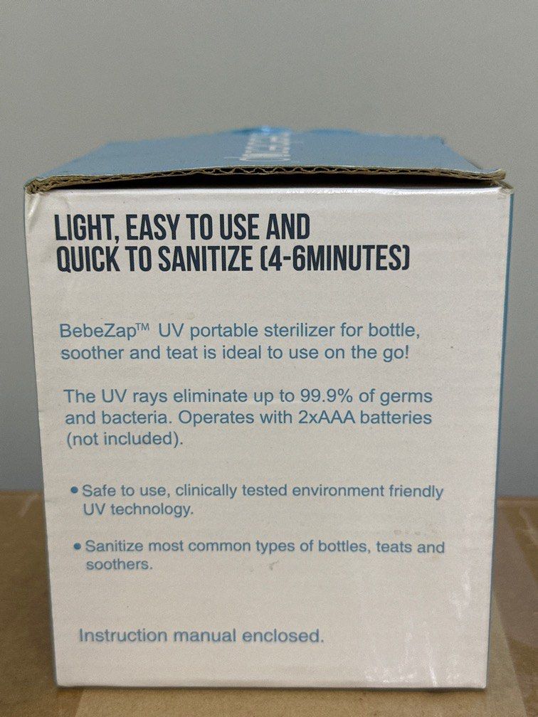 Bebezap - UV Portable Steriliser for Bottle , Soother & Teat (Category: Breastfeeding & Bottle Feeding) located in Singapore. Submitted by mushroompanda (Listing ID 1370649638, Image 2). Description: Bebezap - UV Portable Steriliser for Bottle , Soother & Teat .