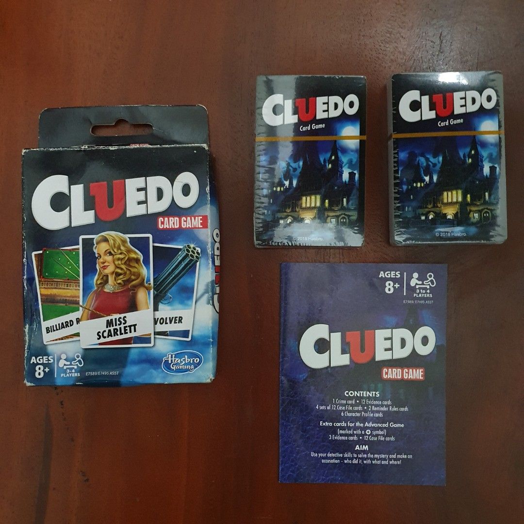 Cluedo card game Hashbro Gaming Clues (Category: Board Games & Puzzles) located in Paranaque City. Submitted by cobien (Listing ID 1370779148, Image 2). Description: brand new box is dented.