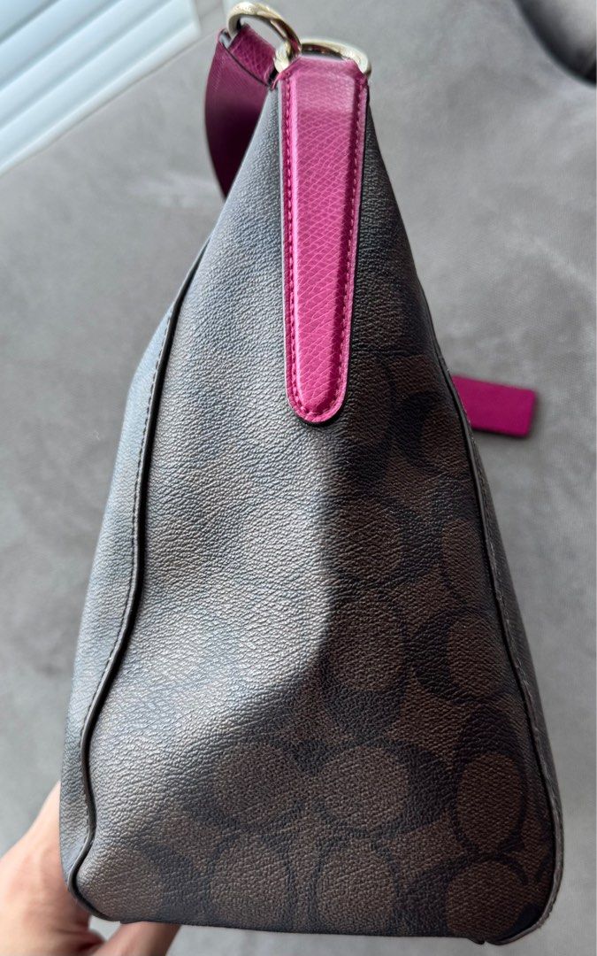 East/West Celeste Hobo 2-Way (Preloved) (Category: Luxury Bags & Wallets) located in Quezon City. Submitted by __J__ (Listing ID 1370660815, Image 3). Description: Preloved East/West Celeste Convertible HOBO Bag in great condition COACH STYLE # F34899 With inside zip, multifunction pockets Zip-top closure, fabric lining Handles with 8 1/2 drop Longer strap with 20 drop for shoulder or crossbody wear Estimate measurements: 14.25” (L) x 5” (H) x 5”