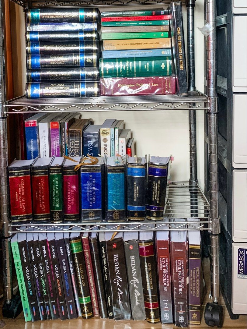 Law boos for sale (Category: Textbooks) located in Pasay City. Submitted by behonestdear (Listing ID 1370784490, Image 1). Description: For sale: 1. DE LEON Properties 2016- 1800 2. ❌DIVINA BNEW Commercial 1 &2 - 700 each 3. DE LEON Corporation Code 2022- 2300 4. DE LEON Insurance Code 2019- 1900 5. ❌SALAO Intellectual Property Law 2019 -1200 6. ❌ UNGOS BNEW Labor Law 2023 - 2400 SOLD 7. VILLANUEVA Law on Sales 2016- 800 8. SUALOG Law on Sales 20