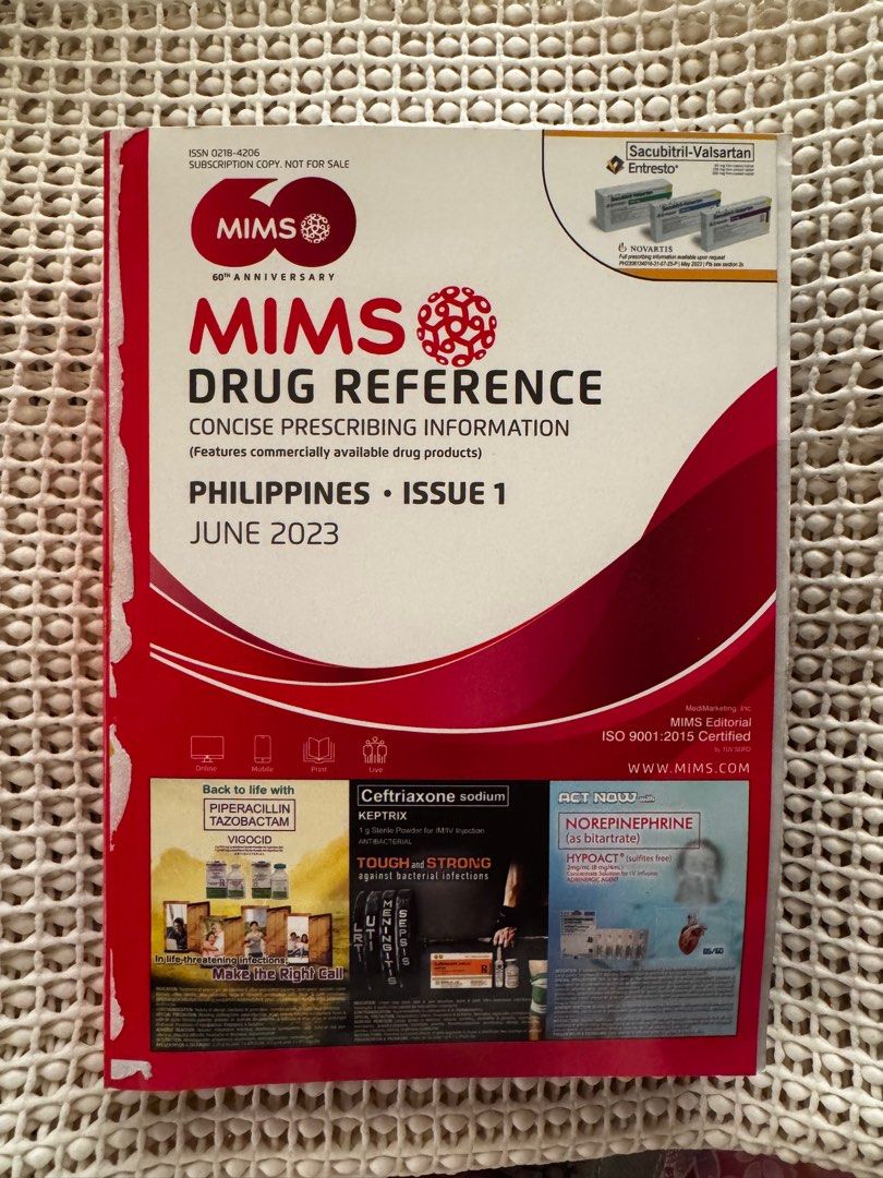 MIMS Drug Reference (June 2023 - Issue 1) (Category: Textbooks) located in San Fernando. Submitted by marshasthrifts_ph (Listing ID 1370681570, Image 1). Description: MIMS Drug Reference June 2023 - Issue 1 500php.