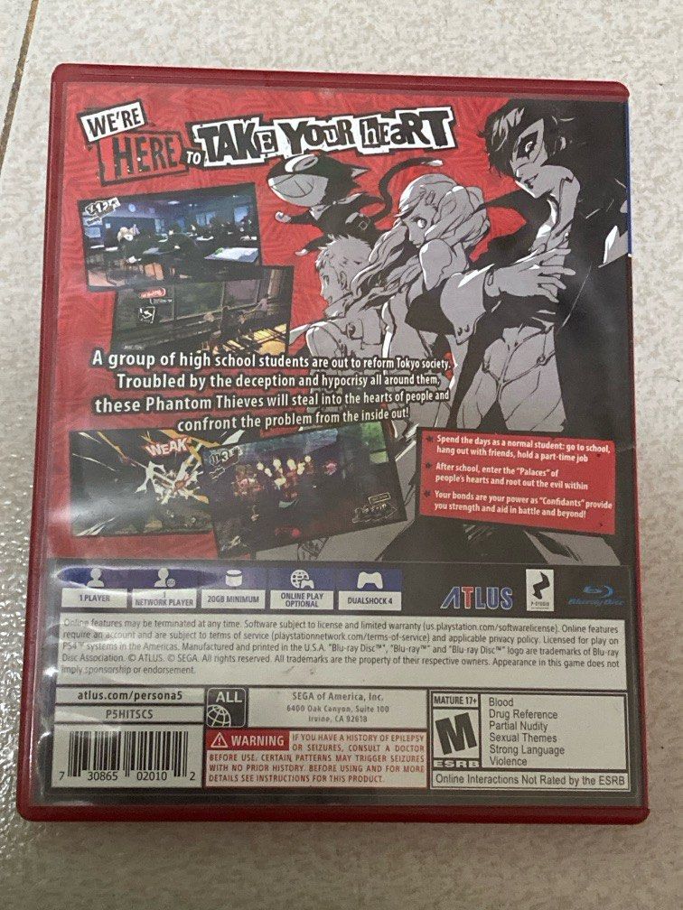 Persona 5 — PS4 (Category: PlayStation) located in Bacolod City. Submitted by eunxiaa (Listing ID 1370634878, Image 3). Description: Base game Persona 5 on the PS4 Shipping fee should be shouldered by the buyer ^^.