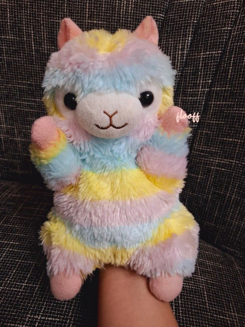 Rainbow Alpacasso Hand Puppet Amuse (Category: Plushies & Soft Toys) located in Cagayan de Oro. Submitted by FlooffsEtc (Listing ID 1370778688, Image 1). Description: RAINBOW ALPACASSO Plush Hand Puppet Amuse Approx 28cm No tears or loose seams. Intact and clear cloth tag. Very good condition. ☁️☁️☁️☁️☁️☁️☁️☁️☁️☁️ 📌all carefully curated collectibles 📌items are from japan secondhand/surplus shops. please manage expectations. 📌unless declared "i