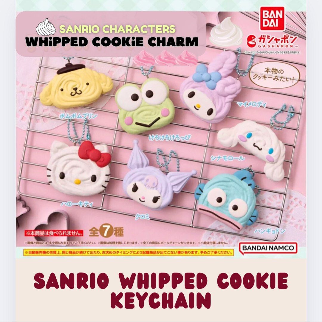Sanrio Bandai Cookie Keychain Gashapon Gacha from Japan (Category: Character Goods) located in Taguig. Submitted by cindyandres (Listing ID 1370632898, Image 1). Description: *** PRICE IS FOR ONE RANDOM COOKIE KEYCHAIN ONLY. SURE PICK POSSIBLE WITH ADDITIONAL FEE (See third photo) *** Payment Options: GCash, Maya, BPI, BDO, Unionbank, GoTyme Delivery Options: Lalamove/Grab or J&T || Our location: Taguig .