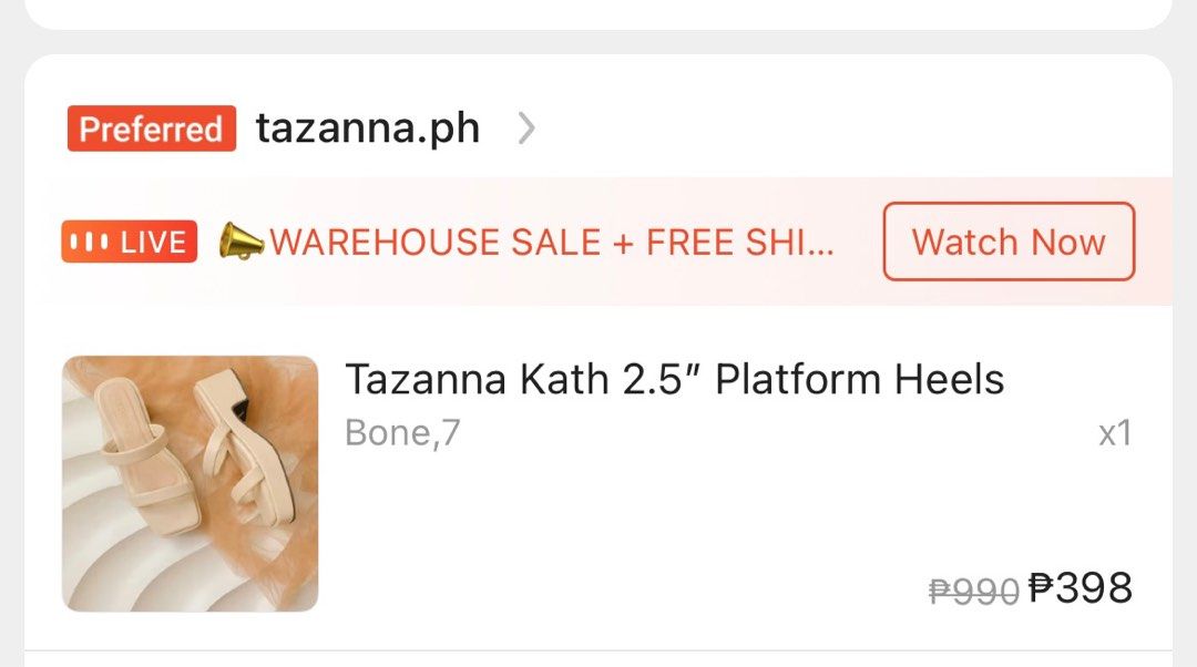 Tazanna Kath Platform Heels - Bone color (size 7) (Category: Heels) located in Quezon City. Submitted by allhaillizz (Listing ID 1370779681, Image 3). Description: size 7 rfs: wrong size, im only 6.5 bought this sa orange app for 398 pesos, price is still negotiable 😊.