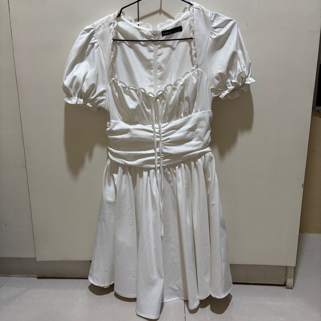 White Dresses (Category: Dresses) located in Rizal. Submitted by declutteredthingz (Listing ID 1370657993, Image 1). Description: Shein Puff Dress S (used only once) - 300 .