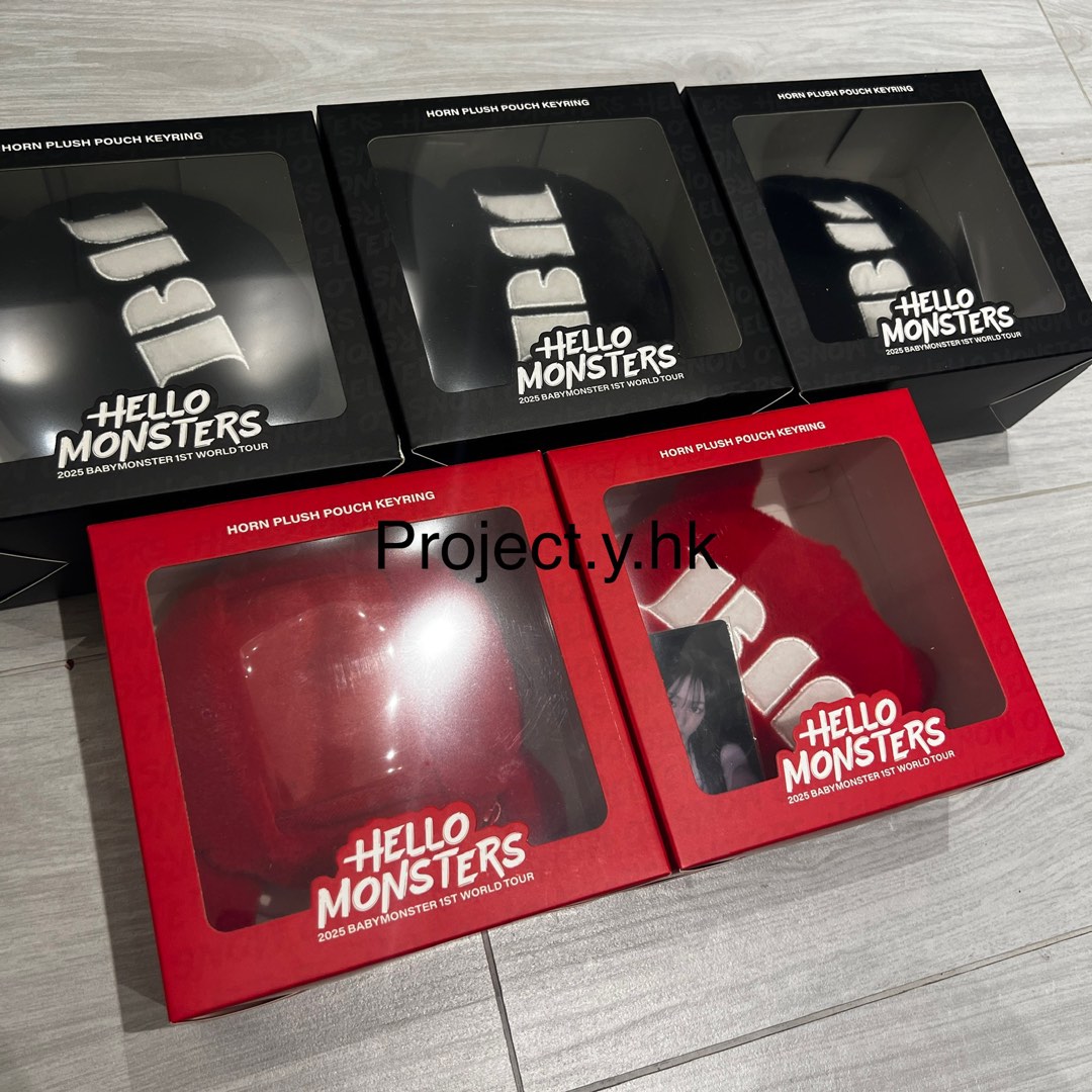 現貨) Babymonster red black horn plush pouch keyring 公仔匙