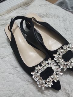 Black Sandals with Rhinestones