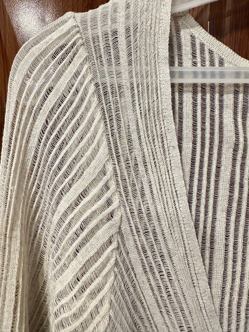 Boho Sheer Thin Knit Front Twist blouse/ cover up (Category: Others Tops) located in Makati City. Submitted by room1co (Listing ID 1370858585, Image 3). Description: Never been used. May be used as beach top cover. MOP BPI .