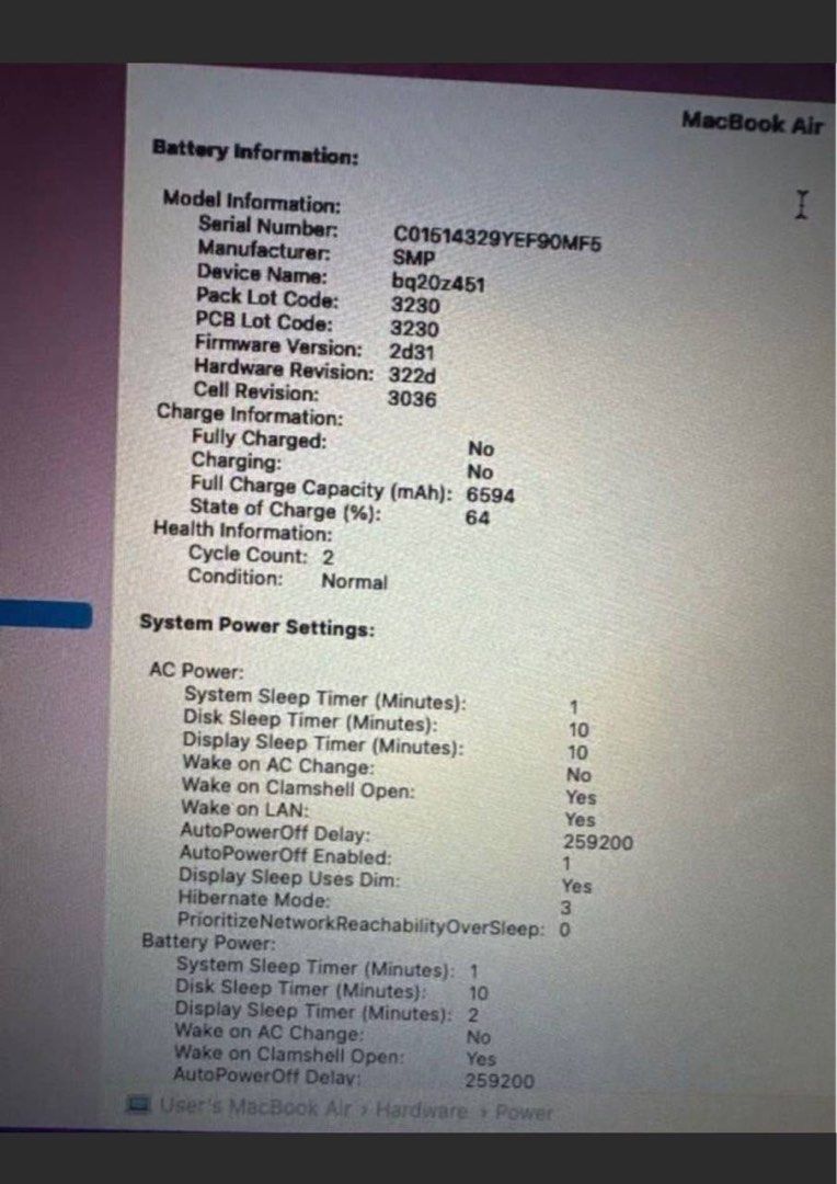 (Brand New Original Battery) MacBook Air 13 inch (Category: Laptops & Notebooks) located in Singapore. Submitted by jxt96 (Listing ID 1370906587, Image 2). Description: 8gb RAM 250GB SSD Battery count: 2 (1-year warranty) OS formatted Office & Adobe installed for free Negotiable, fast deal $300 Ready to collect and use Used only for my university days, selling as I got a new laptop. .
