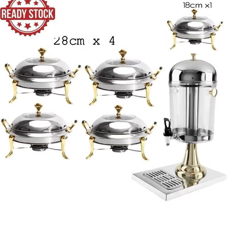 Buffet set (Category: Other Kitchen Appliances) located in Kuala Lumpur. Submitted by beauty97 (Listing ID 1370877643, Image 1). Description: Pakai sekali sahaja masa majlis tunang 18cm buffet tray 1 28cm buffet tray 4 Berkas air 1 Cod/pick up area wangsa maju/keramat/setapak.