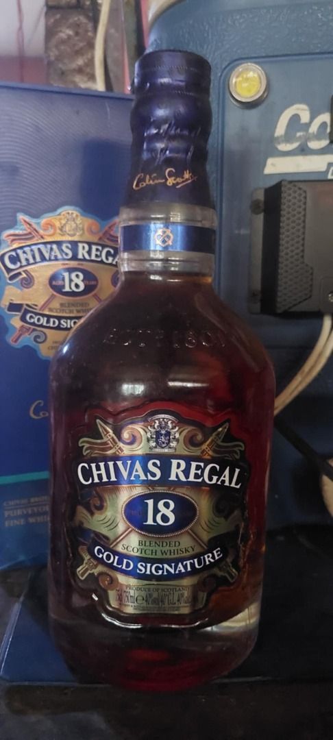 Chivas Regal Whisky 18 (Category: Beverages) located in Quezon City. Submitted by cheesara (Listing ID 1370802255, Image 1). Description: Chivas Regal 18 Whisky bottle signed by Masterblender Collin Scott and his apprentice..