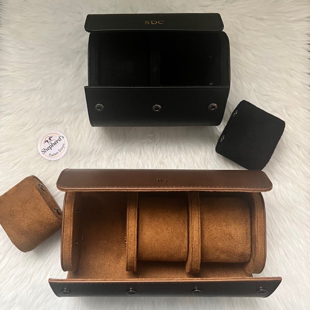 Customized Watch Organizer High Quality Leather black or brown (Category: Luxury Watches) located in Makati City. Submitted by lexie25 (Listing ID 1370927056, Image 3). Description: CUSTOMIZED WATCH BOX ORGANIZER available in 2 or 3 slots 2 lots P 1,109 3 slots P1,339 -for pre-order. Current ETA is 10-14 days -can customize name or initials -Includes box, ribbon, dedication card -Direct Message for more details and photos -Reservation until 2 day