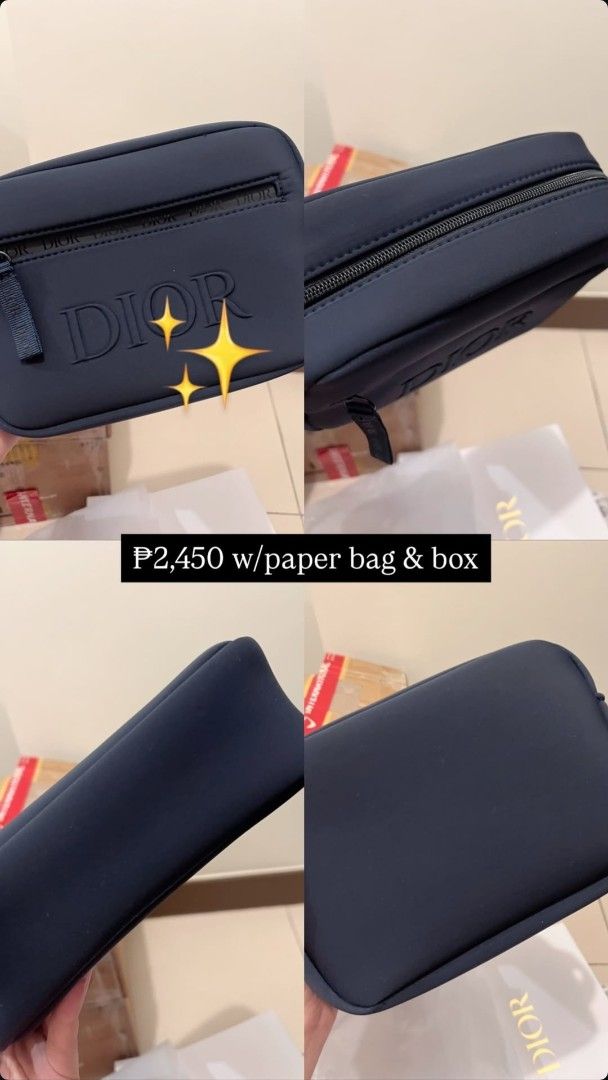 Dior Men Pouch with box and paperbag (Category: Sling Bags) located in Manila. Submitted by arianne0828 (Listing ID 1369250540, Image 2). Description: brand new dior men Pouch with paperbag and box.