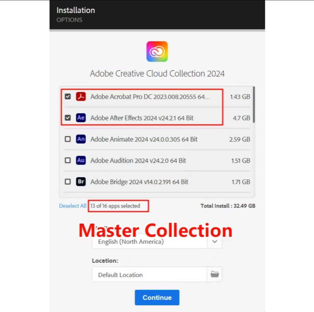 Master Collection 2024, Photoshop, Premiere Pro, After Effect, Illustrator, Lightroom Classic (Category: Office & Business Technology) located in Singapore. Submitted by de_tech.sg (Listing ID 1370961655, Image 3). Description: Master Collection 2024 ✅ 💯 Stable & Reliable ✅ Simple installation, One-Step Install ✅ Lifetime access to our Google Drive link, download anytime ✅ Available for Windows 10 and 11 ONLY ✅ This is virtual product, no physic