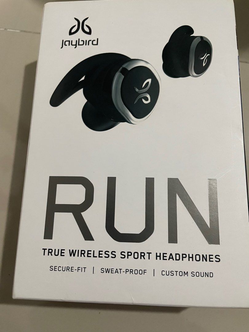 Jaybird RUN True Wireless Sport Headphones (Category: Headphones & Headsets) located in Quezon City. Submitted by lesliemercado (Listing ID 1370900662, Image 3). Description: Price: ₱950 Condition: Excellent, complete with box and accessories • Secure-fit and sweat-proof — perfect for workouts • Custom sound via Jaybird app • Comes with original box, charging case, extra ear tips/wings, and pouch • Barely used RFS: Decluttering.