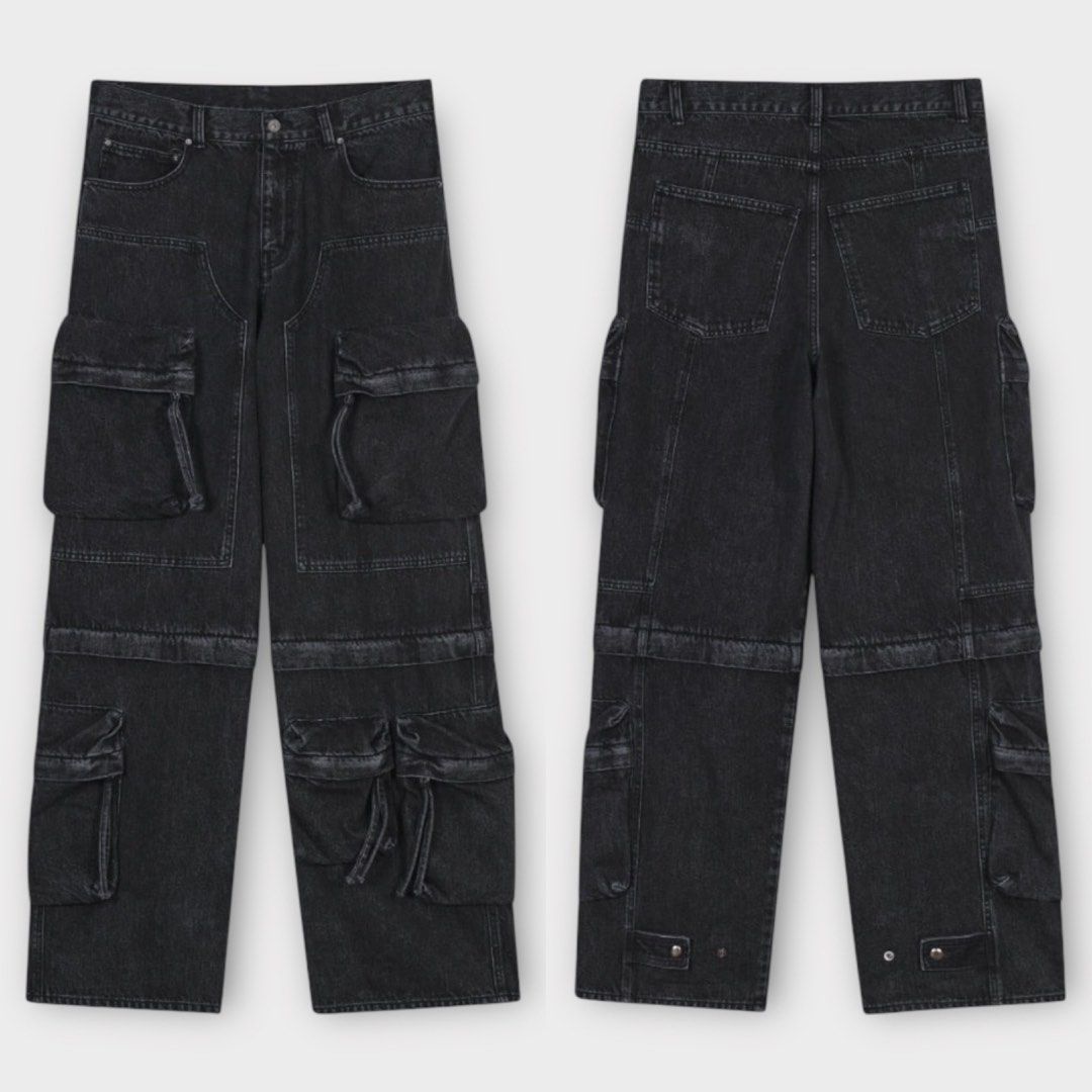 Maison Mined Construct Multi Pocket Baggy Denim Pants (Category: Jeans) located in Pozorrubio. Submitted by judyayaya (Listing ID 1370974978, Image 2). Description: Convertable to shorts with zipper M on tag Fits 33 Width – 16.5 Length – 43.5 Hem – 10 Rise – 13.5 Heavy Cloth Zara vibes y2k baggy cargo big pocket.