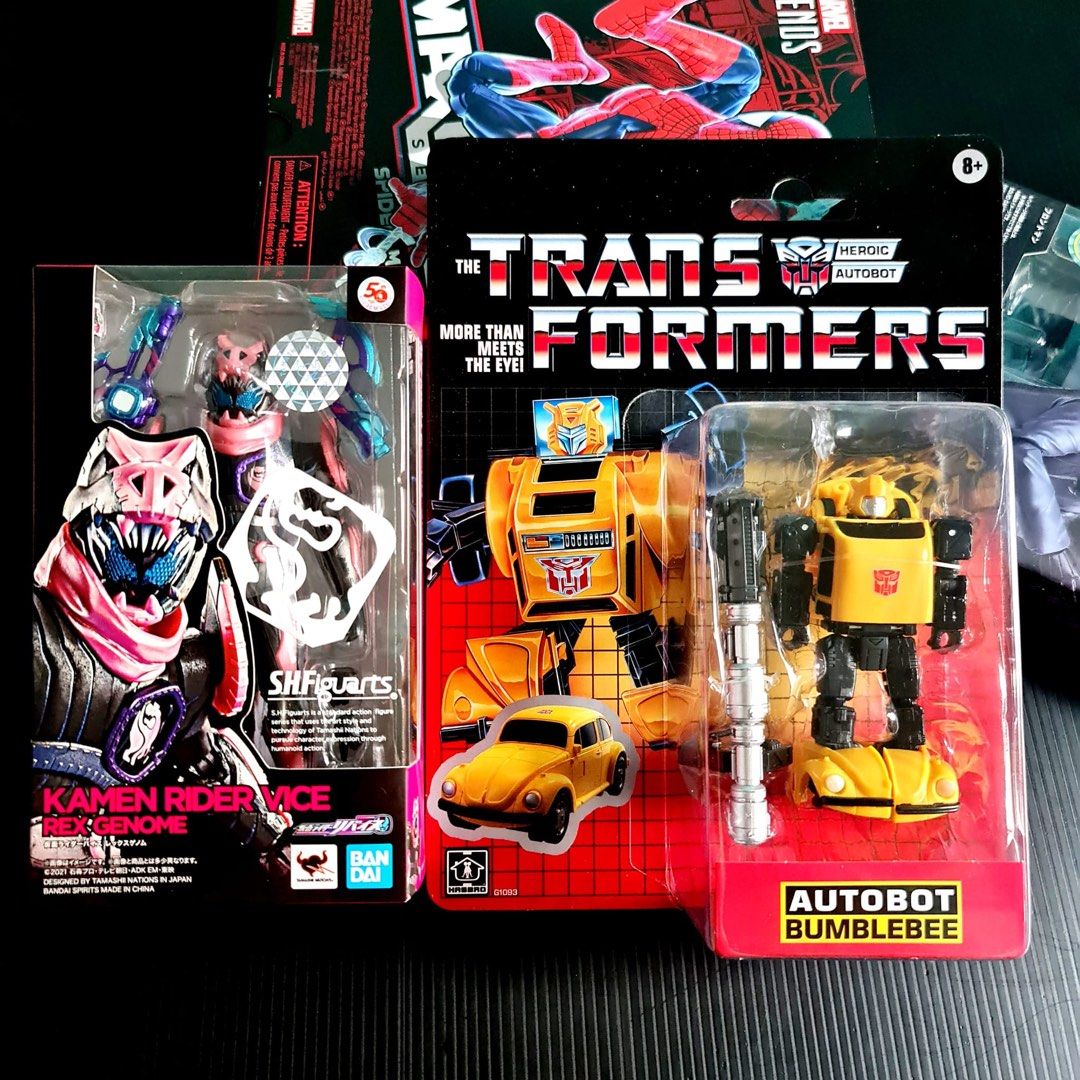 MISB Bandai s.h.figuarts SHF KAMEN RIDER VICE REX GENOME SHFiguarts, Hasbro Transformers 40th Anniversary Retro G1 Autobot Bumblebee Volkswagen Walmart Exclusive Heroic Action Figure, Authentic, New, Sealed & Unopened in Mint Condition Box (Category: Toy Figures) located in Singapore. Submitted by tudor8 (Listing ID 1370940674, Image 1). Description: Transformers Retro G1 Bumblebee $25 Bandai S.H.Figuarts KAMEN RIDER VICE REX GENOME $39.90 Authen