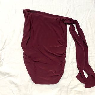 oasis maroon asymmetrical top ruched top