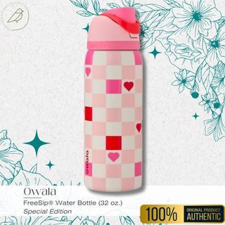 Owala Check Me Out FreeSip 32oz Special Edition Color Drop Pink Red Heart Water Bottle Tumbler Gym