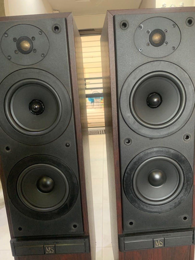 Speaker MS 40 floorstanding speakers (Category: Soundbars, Speakers & Amplifiers) located in Singapore. Submitted by arthurdenan (Listing ID 1370935103, Image 2). Description: Mordaunt Short 2 way speakers with great sound and nice bass. Exterior perfect condition and comes with nice stand and gold pleated spike. .can test fully before purchasing. All in good condition. Selling at $140 for the full set and $30 for delivery ..