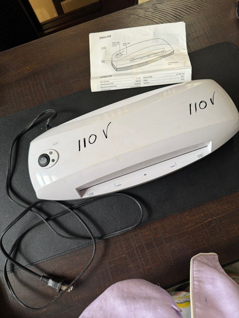 Staples 9.5" Thermal and Cold Multi Use Laminating Machine (17466) (Category: Office & Business Technology) located in Davao. Submitted by periwinklebaby (Listing ID 1370847688, Image 3). Description: 110V DM me if interested.