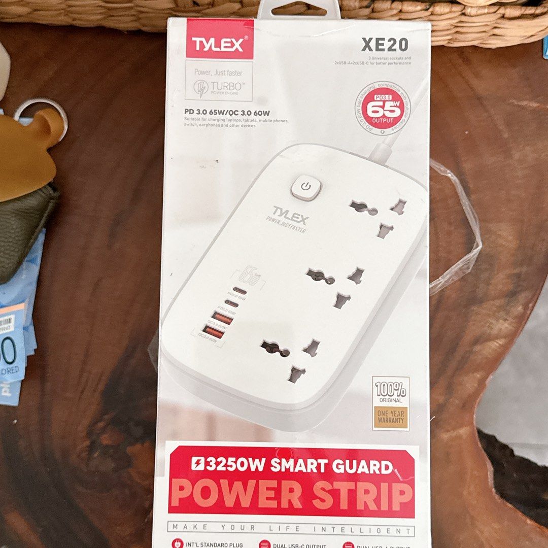 Tylex 350W Smart Guard Power Strip (Category: Cables & Adaptors) located in Quezon City. Submitted by anjlco2017 (Listing ID 1370876070, Image 1). Description: Tylex Extension Plug Brand New White Stock:2 pcs .