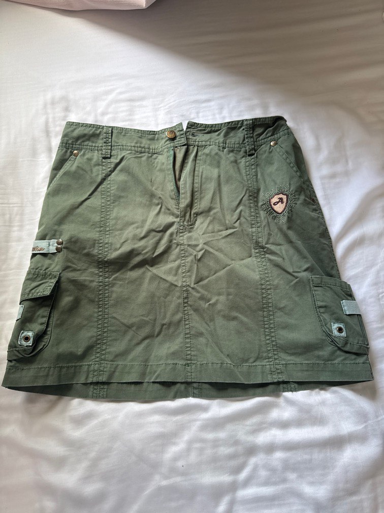 Vintage A-line Back Split Cargo Skirt