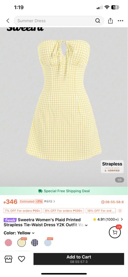 Yellow dress (Category: Dresses) located in Bangui. Submitted by francisjericka (Listing ID 1370837354, Image 2). Description: best used as a cover up because the cloth is thin.