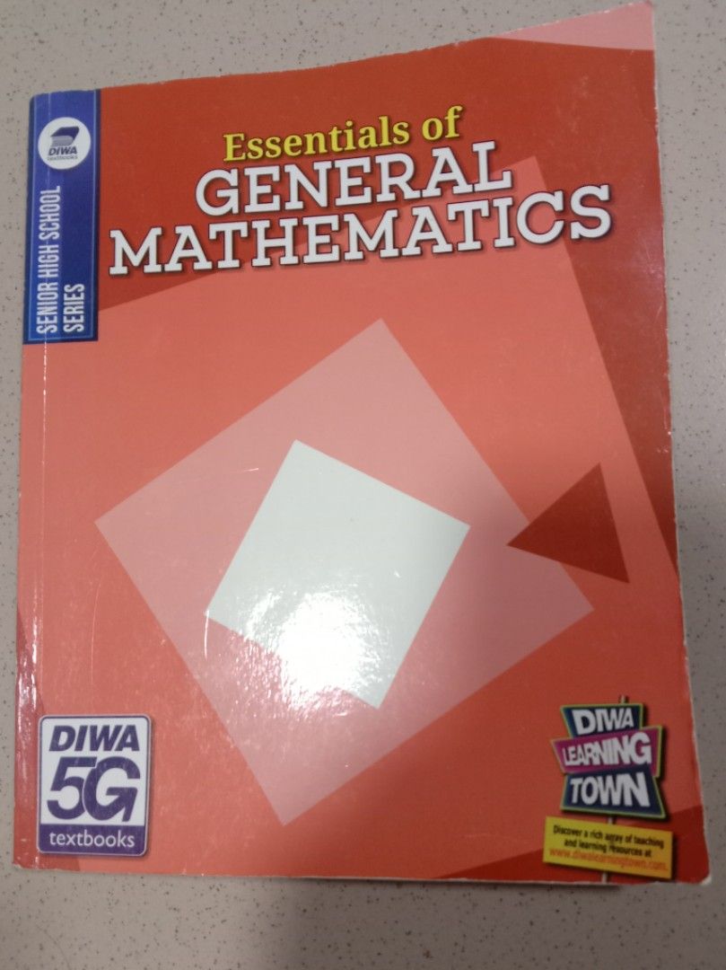DIWA GENERAL MATHEMATICS (SHS BOOK) (Category: Textbooks) located in Cavite. Submitted by rm_sells_ (Listing ID 1371059120, Image 1). Description: ✨ PLEASE READ✨ ✿ Get for only P200! (❗LAST PRICE❗) ✿ Copyright 2023 ✿ All the answered pages are in the photos above (written and checked in ballpen) ✿ Side of the book is streaked with permanent marker to cover my name & section ✿ Has Creases, Dents and other physical flaws ✿ Please Manage Your Expect
