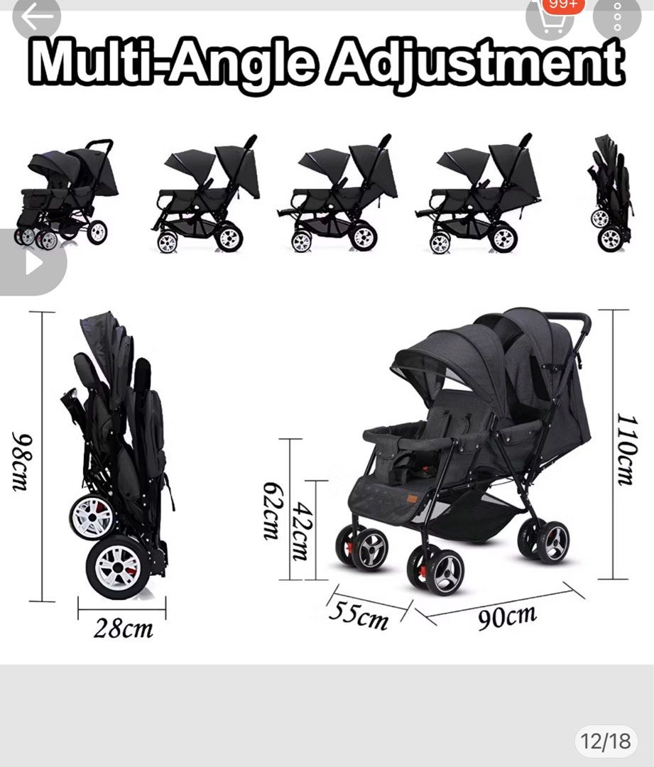 Double stroller (Category: Carriers & Slings) located in Rizal. Submitted by cjnep (Listing ID 1371093304, Image 1). Description: .