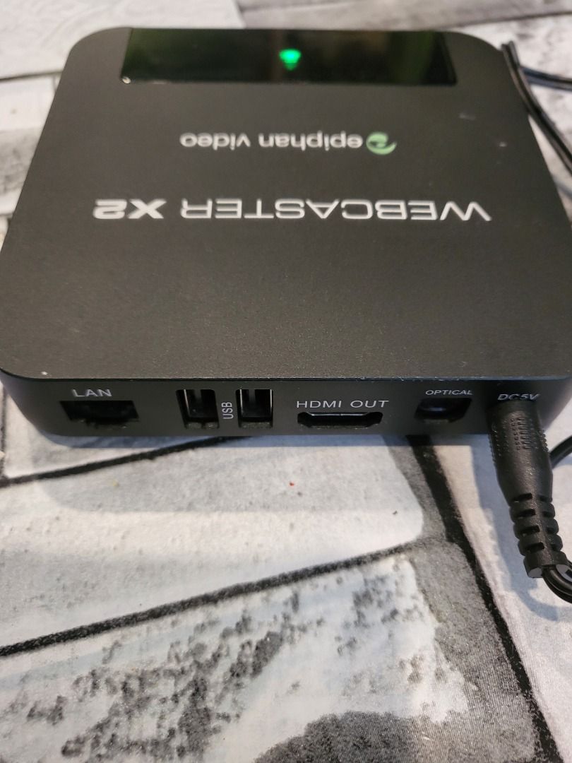 epiphan webcaster x2 non-PC streamer (Category: Media Streamers & Hubs) located in Lapu-Lapu City. Submitted by williamzane (Listing ID 1371155889, Image 2). Description: epiphan webcaster x2 dedicated streamer live video streaming encoder Facebook live Youtube live Twitch does not require a PC Android based box stream wifi, LAN or USB LTE usb ports HDMI in + out 1080p 30fps power and antenna included no trades/swaps slightly negotiable can ship 