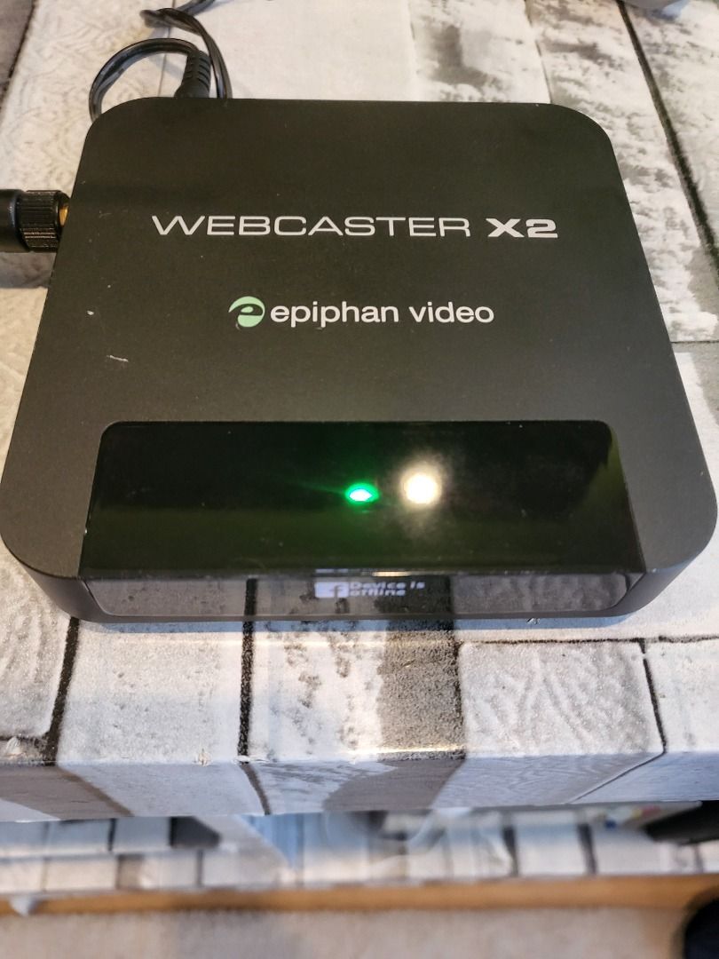 epiphan webcaster x2 non-PC streamer (Category: Media Streamers & Hubs) located in Lapu-Lapu City. Submitted by williamzane (Listing ID 1371155889, Image 1). Description: epiphan webcaster x2 dedicated streamer live video streaming encoder Facebook live Youtube live Twitch does not require a PC Android based box stream wifi, LAN or USB LTE usb ports HDMI in + out 1080p 30fps power and antenna included no trades/swaps slightly negotiable can ship 