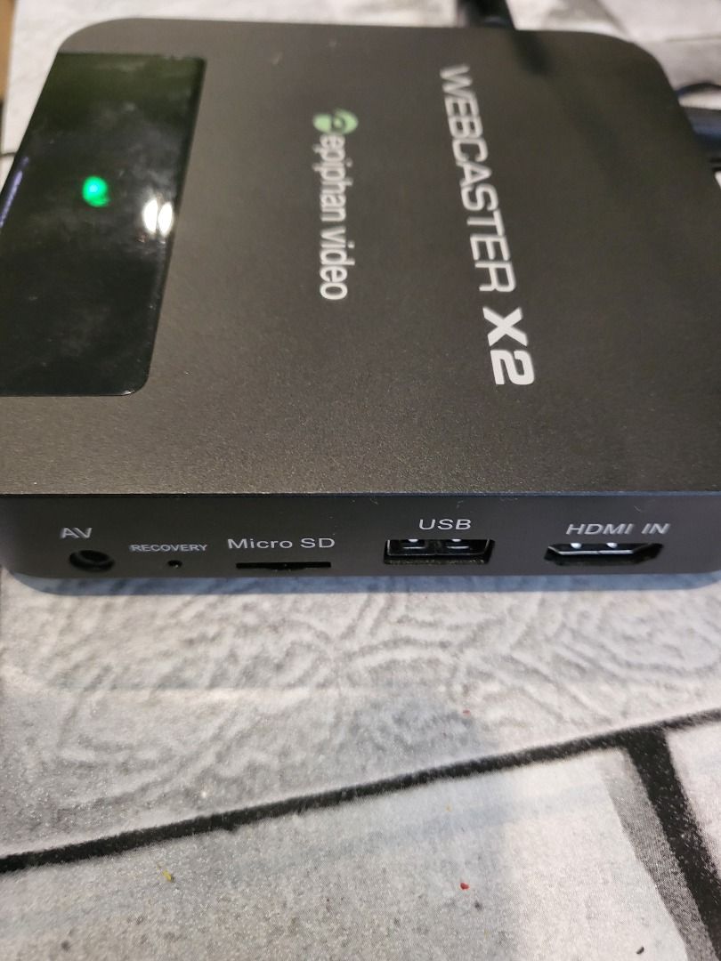 epiphan webcaster x2 non-PC streamer (Category: Media Streamers & Hubs) located in Lapu-Lapu City. Submitted by williamzane (Listing ID 1371155889, Image 3). Description: epiphan webcaster x2 dedicated streamer live video streaming encoder Facebook live Youtube live Twitch does not require a PC Android based box stream wifi, LAN or USB LTE usb ports HDMI in + out 1080p 30fps power and antenna included no trades/swaps slightly negotiable can ship 