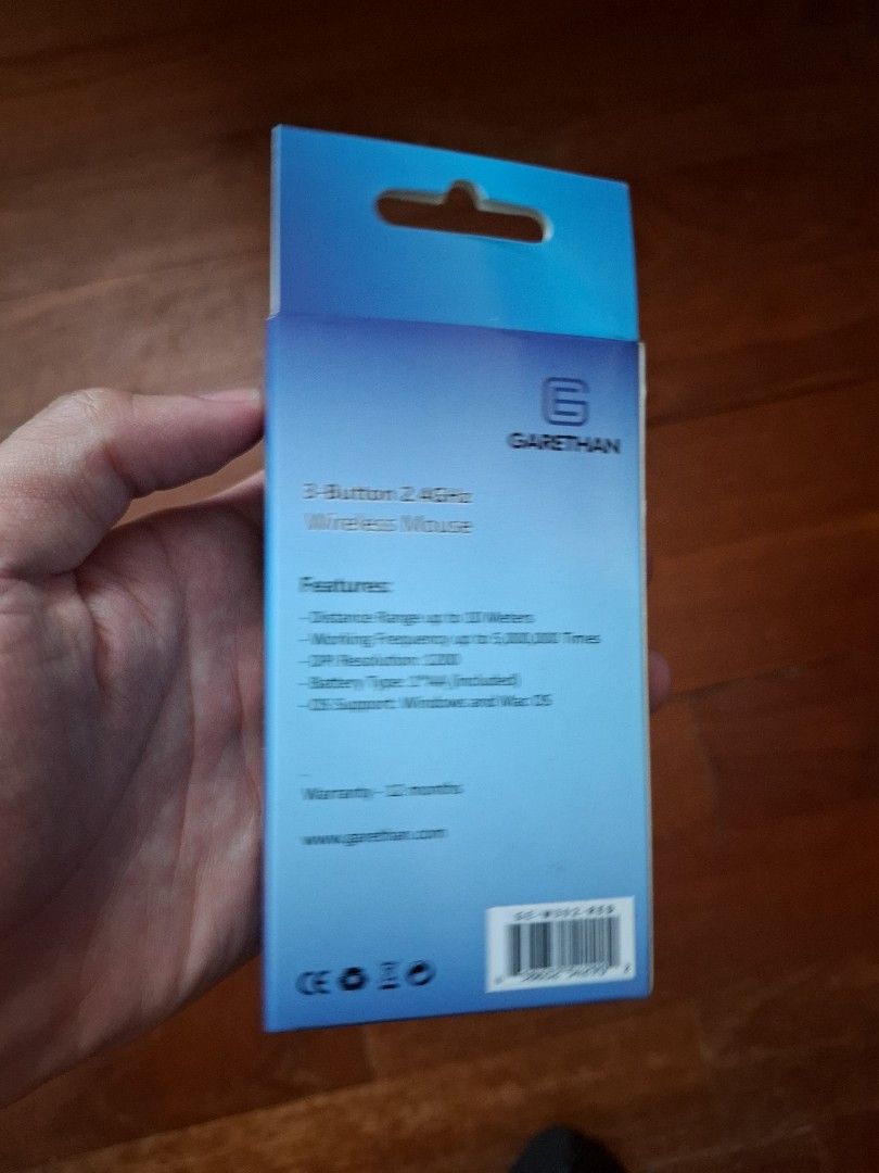 Garethan Wireless Mouse (Category: Mouse & Mousepads) located in Singapore. Submitted by unologic.1 (Listing ID 1371001004, Image 3). Description: BNIB Already have my own mouse. Clearing space at home.
