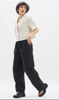 Gu by Uniqlo Black Parachute Cargo Pants