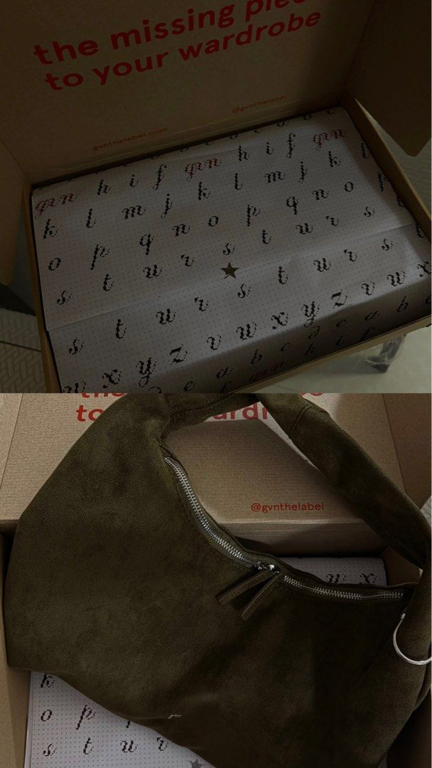 GVN Medium Moss Suede Hobo Bag (Category: Luxury Bags & Wallets) located in Binan City. Submitted by viviyenne88 (Listing ID 1371034352, Image 2). Description: bought it online for 2300 issue: one zipper is torn (see picture) but it can be stitched! .