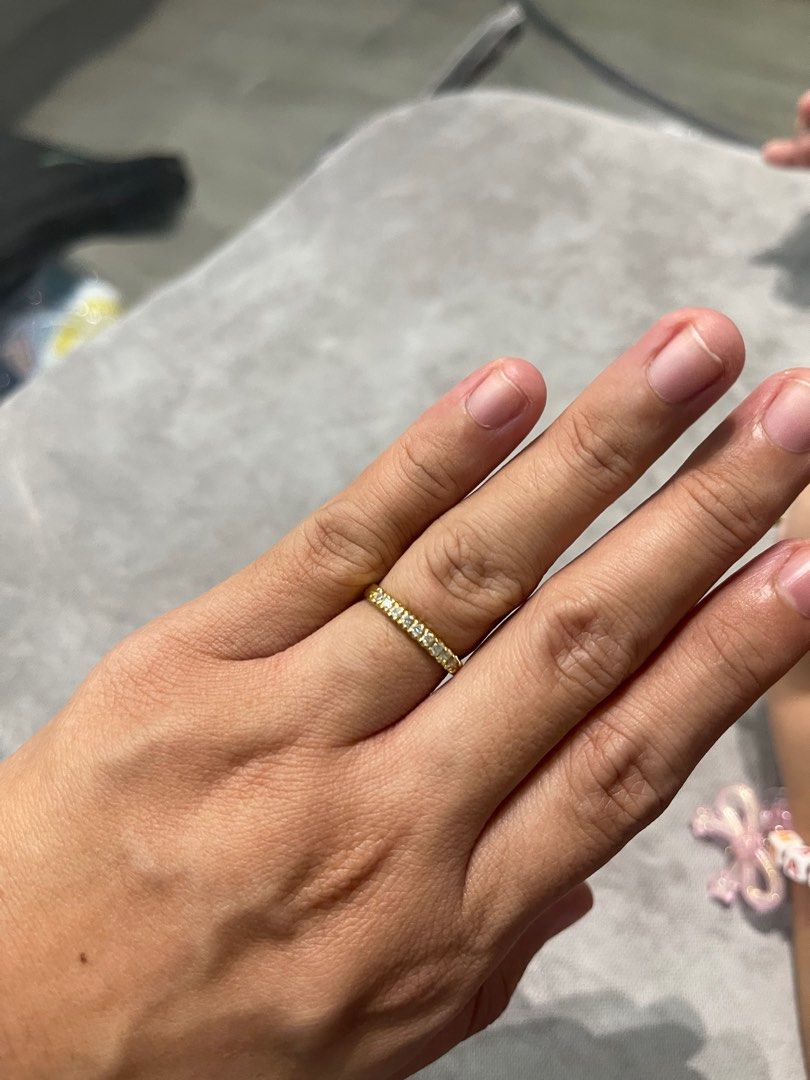 Half Eternity Natural Diamond Ring in 18k gold (Category: Rings) located in Quezon City. Submitted by seriouslydecluttering (Listing ID 1371053686, Image 2). Description: Size 5 18k. Bought for 25k.