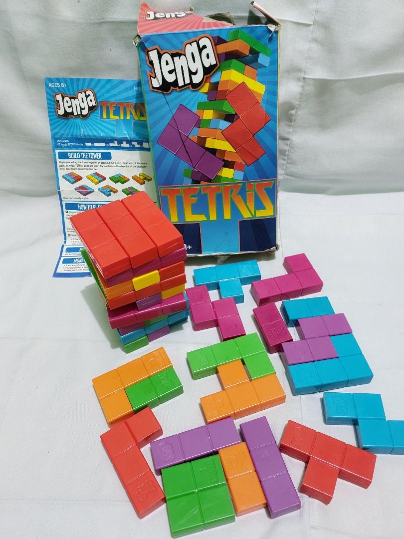 Jenga Tetris (Category: Board Games & Puzzles) located in Paranaque City. Submitted by ca.firstonlinebiz (Listing ID 1371035909, Image 2). Description: Preloved Jenga Tetris 47 pcs plastic material tetris blocks damage box Loc. Greenheights Parañaque Open for shipping lalamove jnt or flash Gcash, Maya, BPI payment.