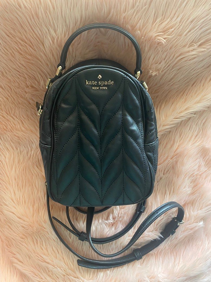 Kate Spade ♠️ mini convertible backpack - quilted (Category: Luxury Bags & Wallets) located in Quezon City. Submitted by goodstuff_4sale (Listing ID 1371009187, Image 2). Description: 📌new but cut tags Original Kate Spade mini convertible back pack Black Briar lane quilted can use as just handbag w/o the straps adjustable straps, multi way very nice!! 7.5” X 6” X 3” Gcash Grab lalamove J&T .