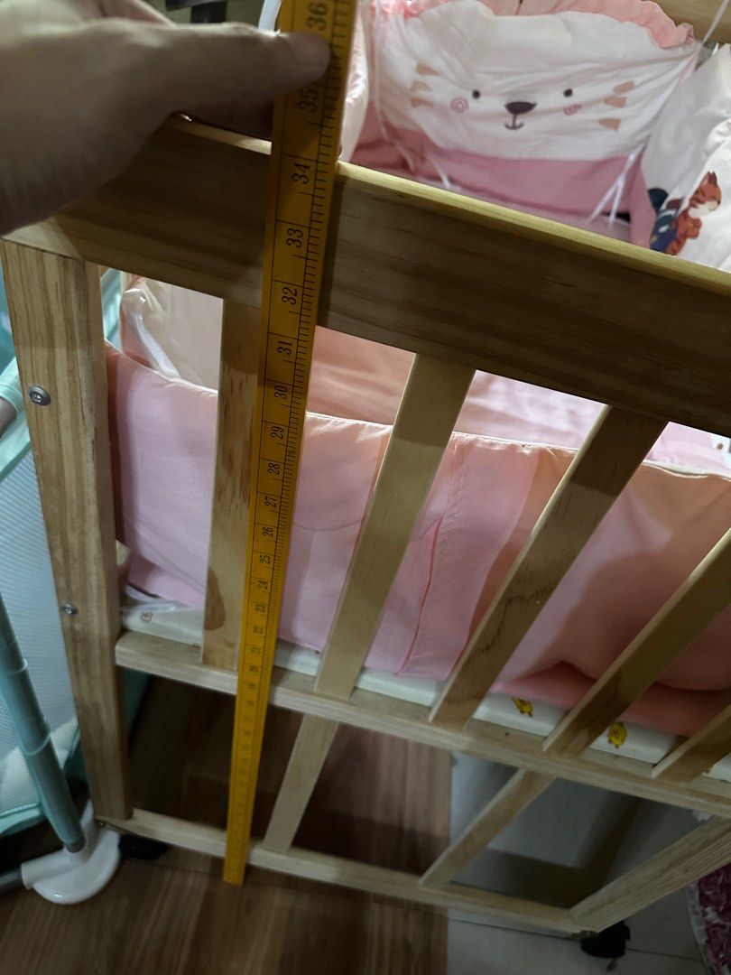 Multifunctional Baby Crib (Solid wood) (Category: Cots & Cribs) located in Rizal. Submitted by dombeansent (Listing ID 1371022611, Image 3). Description: Multifunctional baby crib Bought for 2500 on Laz Lightly used Complete with net and foams 100x58x86 (in cm) No issues Meet ups: San Mateo / Cubao.