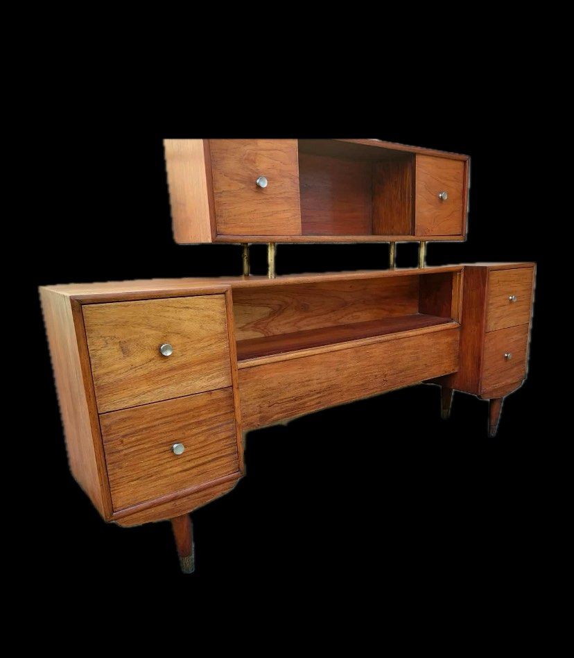 Narra Headboard/ Console Table (Category: Tables & Sets) located in Quezon City. Submitted by gasboy27 (Listing ID 1371098619, Image 3). Description: Midcentury Narra Headboard Newly restored Narra Headbaord in matte natural finish. This can also be used as a console accent table which can be placed in living rooms or hallways. It comes with small drawers and storage areas Dimensions: 70 x 14 x 45H inches .