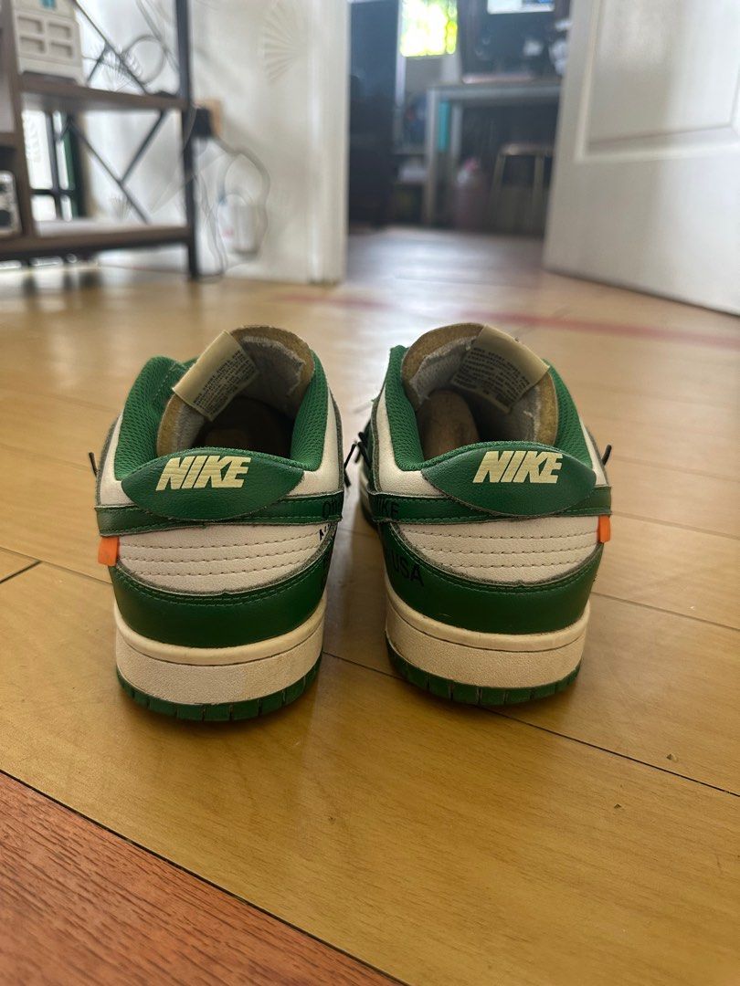 Nike Dunk Low Off-White Pine Green (Category: Sneakers) located in Quezon City. Submitted by jesscagungun (Listing ID 1371017951, Image 2). Description: Dunk Low Off-White Pine Green Size 40 Yes, I still have the orange lace Used but not abused No more box.