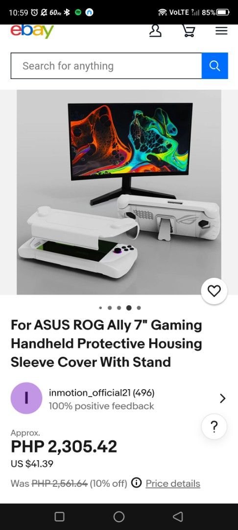 ROG ALLY CASE (Category: Cases & Covers) located in Binan City. Submitted by ajsdcruz (Listing ID 1371043126, Image 1). Description: RFS wala na yung owner ng ROG ALLY XD (open for swap/trade).