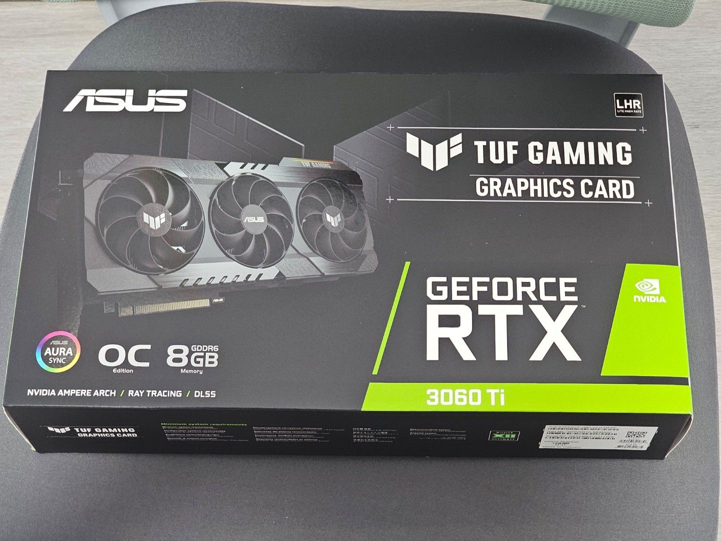 RTX 3060ti Asus Tuf (Category: Computer Parts) located in Singapore. Submitted by shop.angela (Listing ID 1371154745, Image 1). Description: Asus Tuf 3060ti v2 LHR, lightly used on weekends gaming. In good condition with original box and anti-static bag. Able to output 100 fps+ on RDR2 in ultrawide 2k gaming. Selling only because I bought a new GPU. Meet up at City Hall / Clarke Quay /Tampines / Woodleigh mrt only. Will not entertain low ballers.