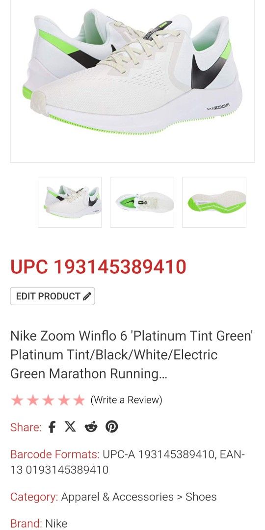 Sepatu Running Nike Zoom Winflo 6, Olah Raga, Perlengkapan
