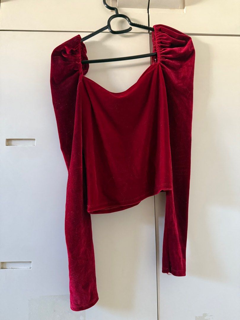 Sexy Red Velvet Top (Category: Longsleeves) located in Quezon City. Submitted by fuzzyrat (Listing ID 1371168671, Image 1). Description: Used with care! Bought this in Thailand..