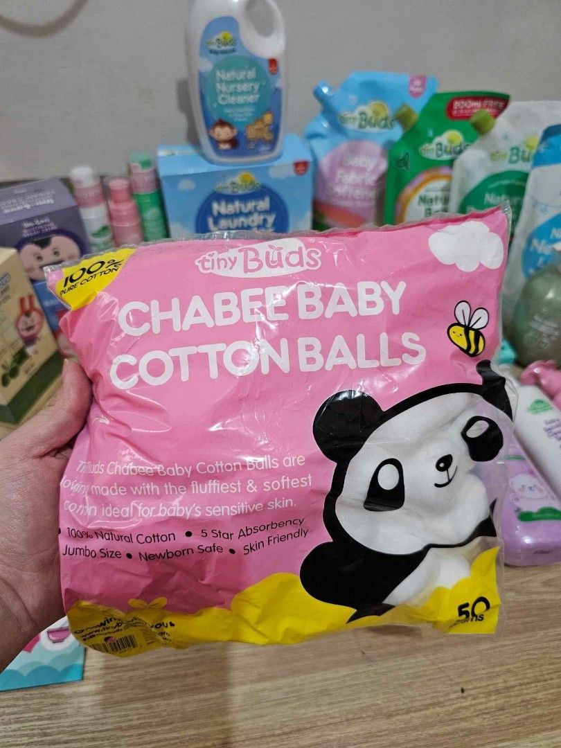 TINYBUDS CHABEE COTTON BALLS (Category: Diapers & Baby Wipes) located in Bulacan. Submitted by Maidc (Listing ID 1371061589, Image 1). Description: bawas stock lng po ni baby ☺️ need space kaya selling below srp☺️ Will do shapi checkout and lalamove or j&t bale payment first lng po ☺️ if malapit naman pd lalamove cod kayo po magbobook ☺️.