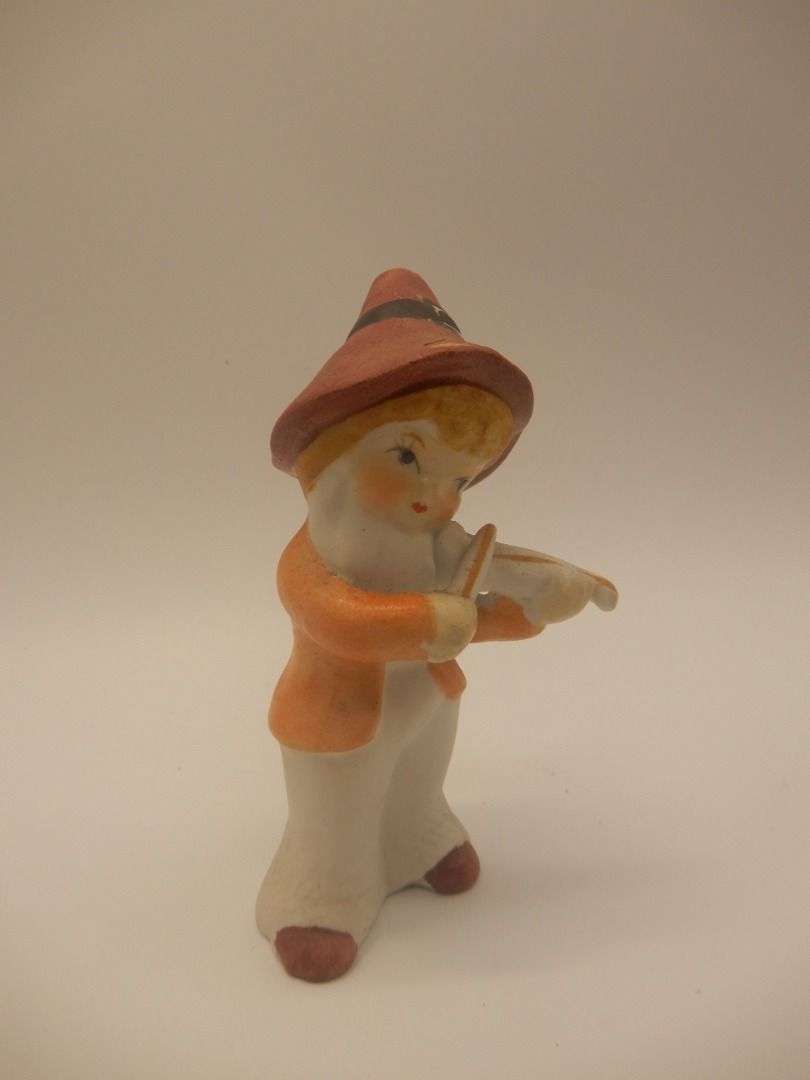 Vintage ceramic elves playing musical instruments set of 3 circa mid ...